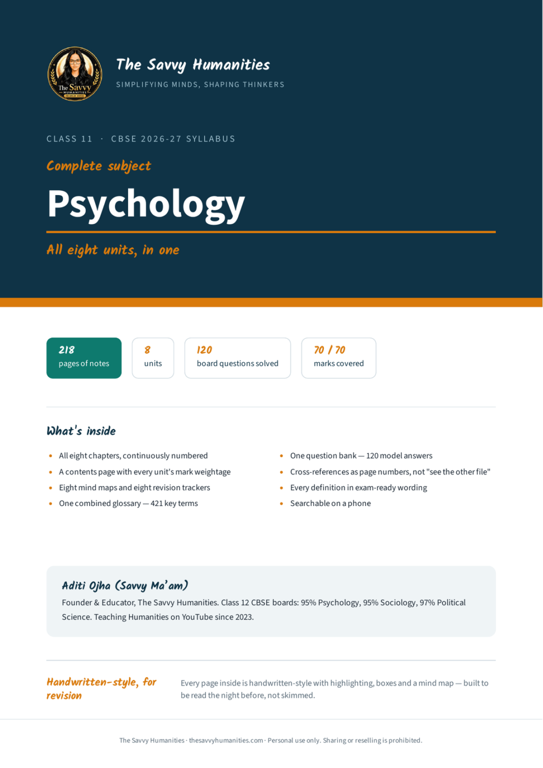 Class 11 Psychology Complete Notes — All 8 Chapters
