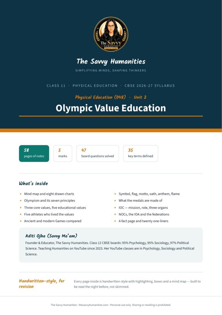 Class 11 Physical Education Chapter 2 notes cover — Olympic Value Education