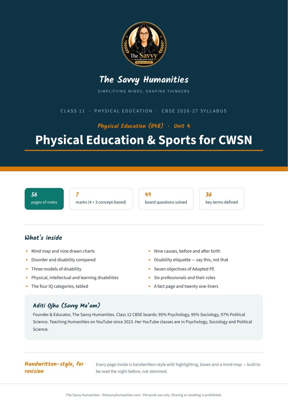 class 11 physical education chapter 4 notes cover — physical education and sports for cwsn Class 11 Physical Education Chapter 4 notes cover — Physical Education and Sports for CWSN