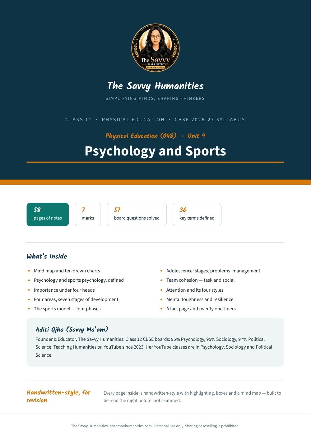 class 11 physical education chapter 9 notes cover — psychology and sports Class 11 Physical Education Chapter 9 notes cover — Psychology and Sports