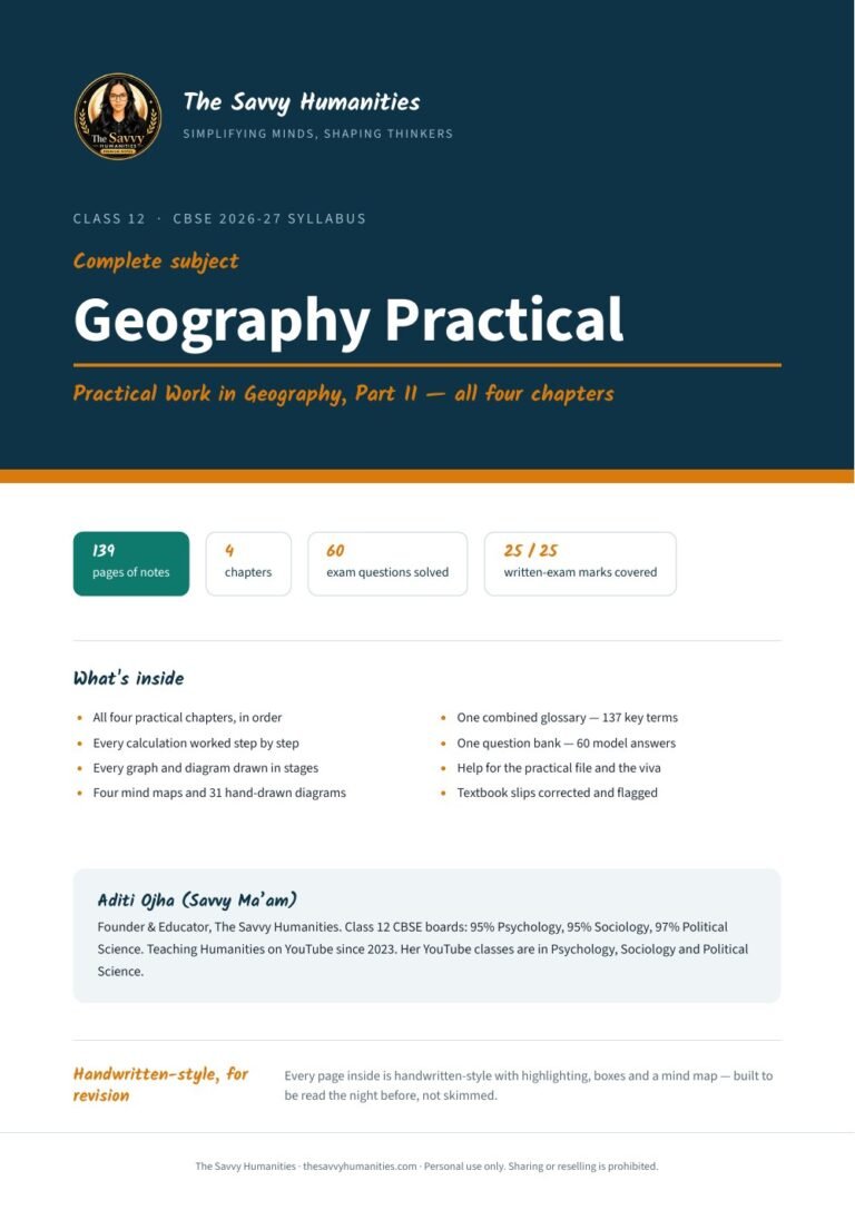Class 12 Geography Practical complete notes cover — all 4 chapters