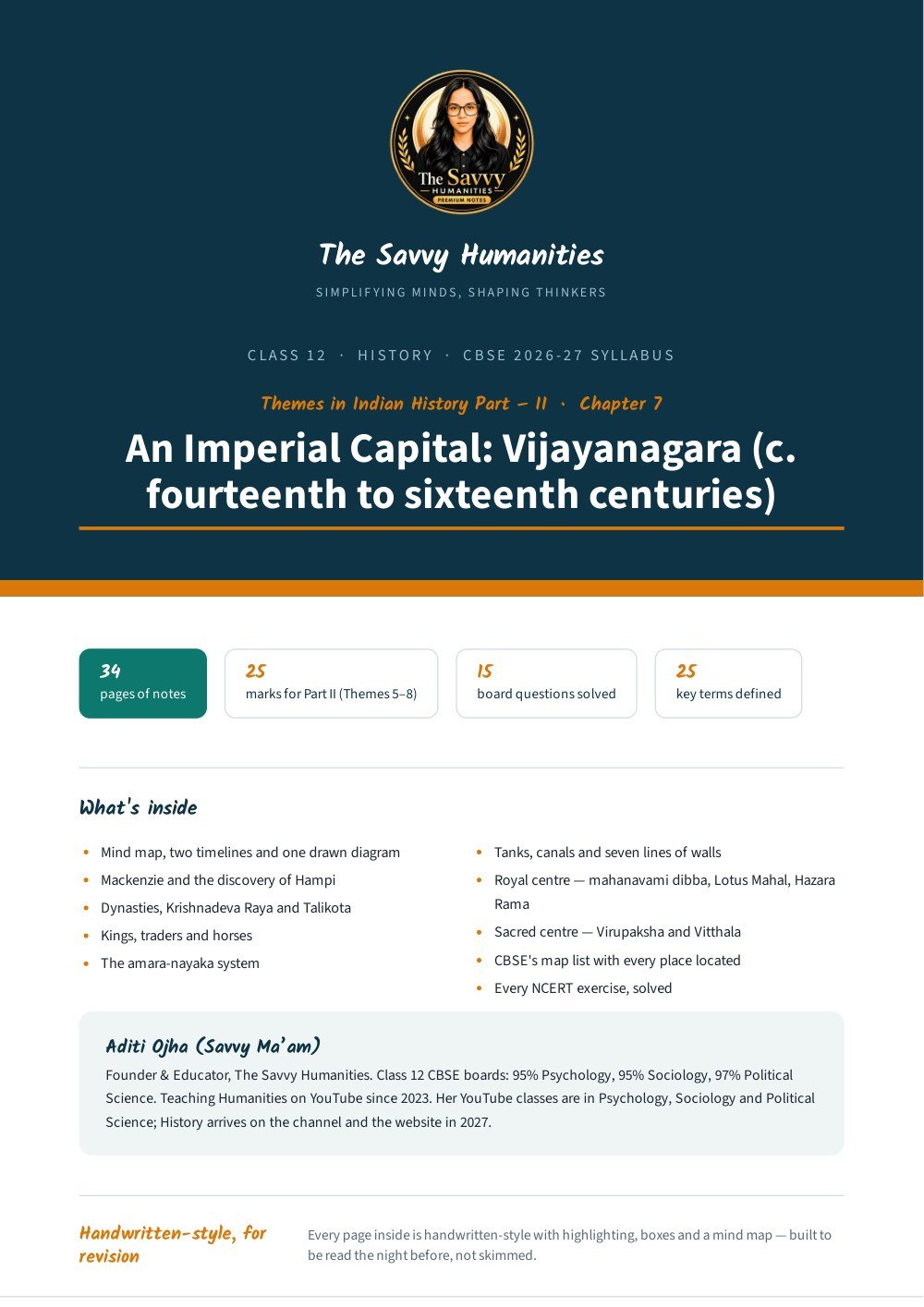 class 12 history chapter 7 notes cover — an imperial capital: vijayanagara Class 12 History Chapter 7 notes cover — An Imperial Capital: Vijayanagara