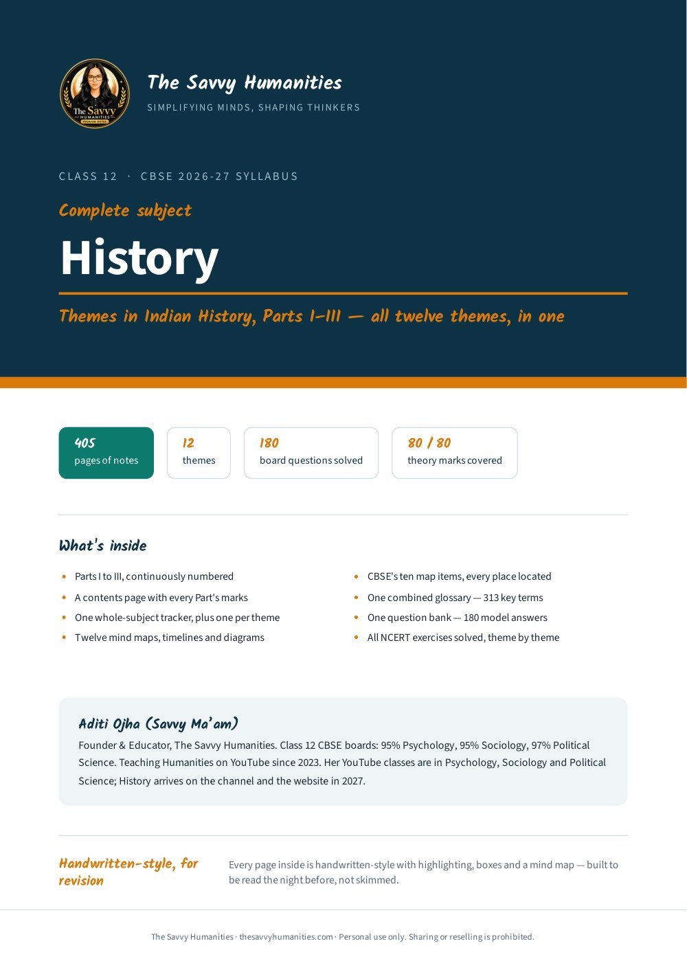 class 12 history complete notes cover — all 12 themes Class 12 History complete notes cover — all 12 themes