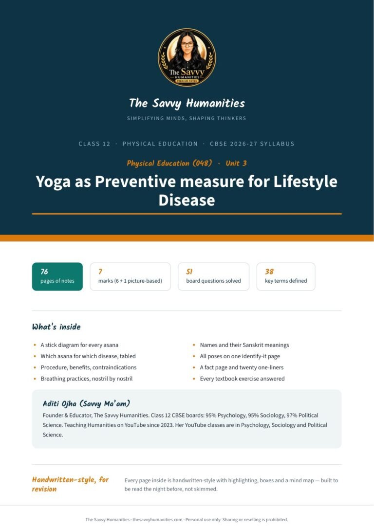 Class 12 Physical Education Chapter 3 notes cover — Yoga as Preventive Measure for Lifestyle Disease