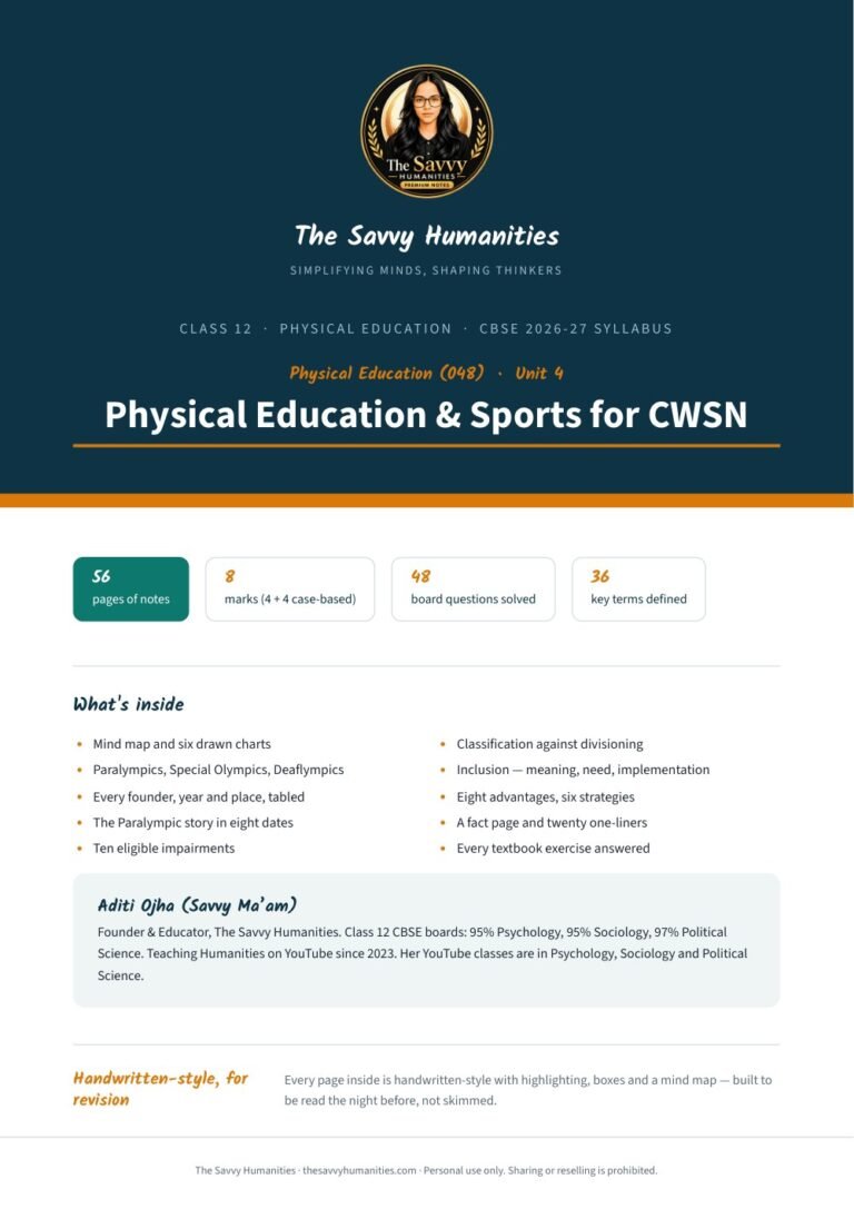 Class 12 Physical Education Chapter 4 notes cover — Physical Education and Sports for CWSN